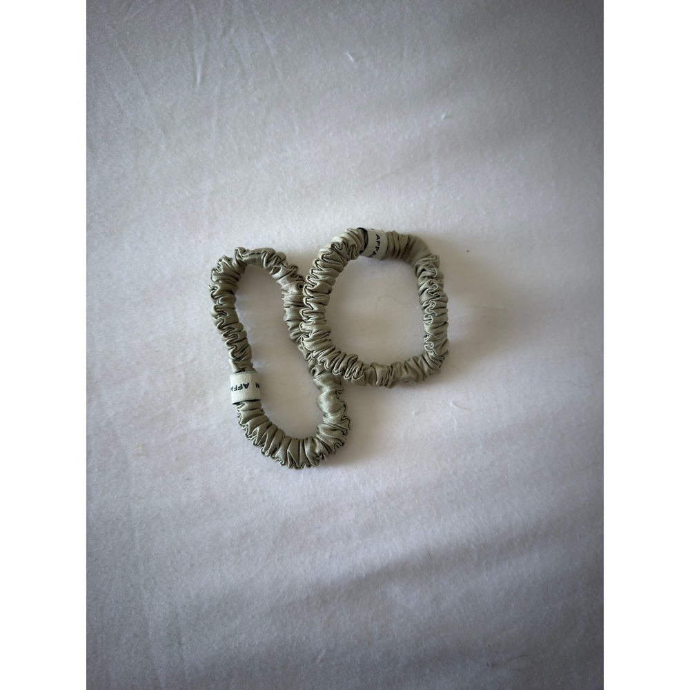 Maison Affaire Silk Scrunchies Set of 2 Sage Green Hair Ties Ruched Accessories